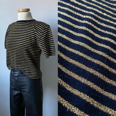 90s Gold Metallic Stripe Knit Tee 