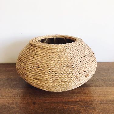 Vintage Seagrass Woven Basket 