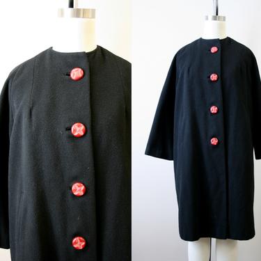 1950s Black Cashmere Coat 