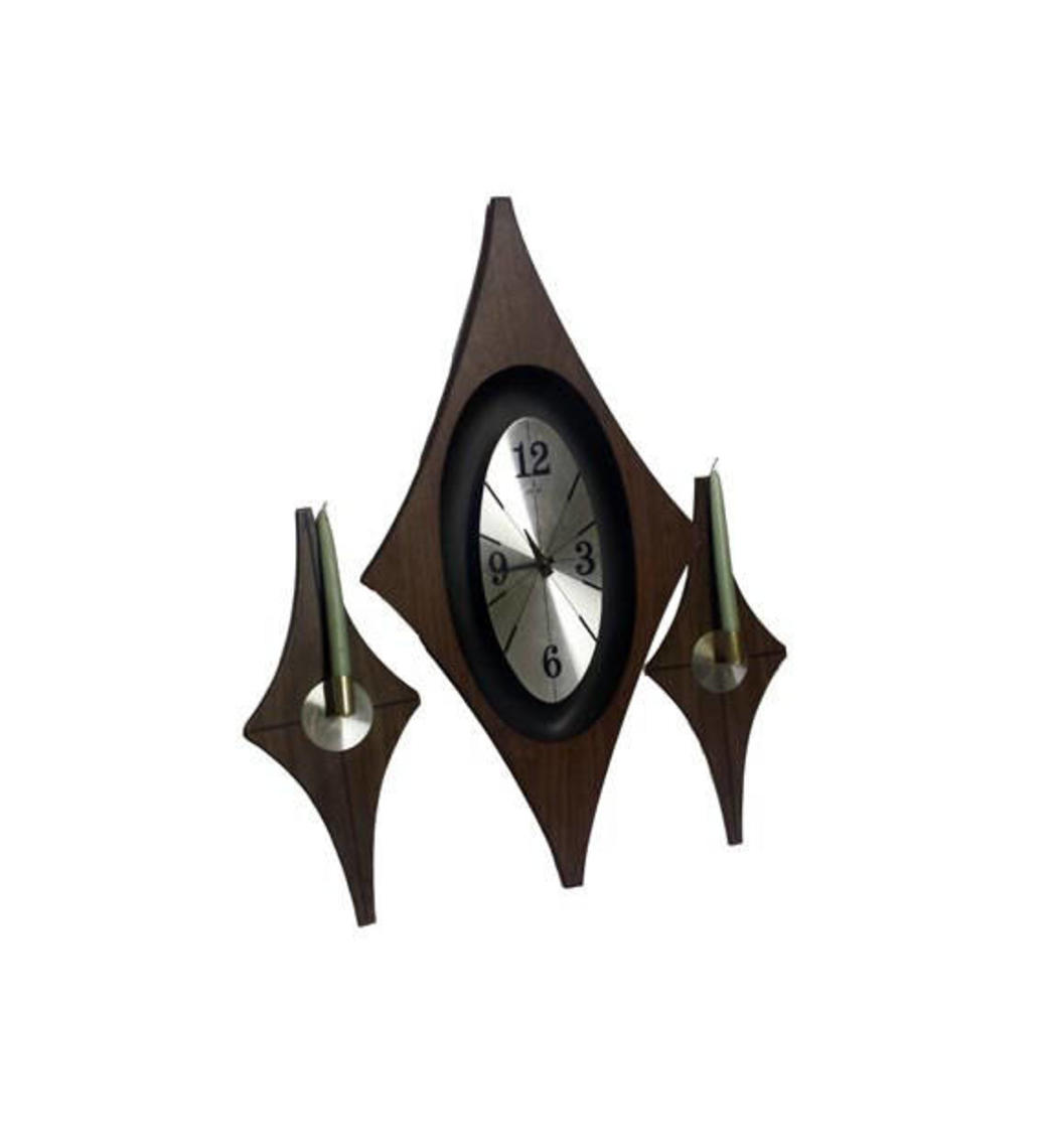 Vintage Wall Clock & Sconce Set Mid Century Modern Welby Danish A GoGo Vintage Havre de