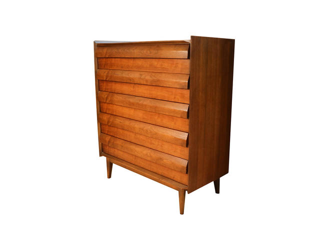 Mid Century Lane First Edition Highboy Tall Dresser Louvered Front