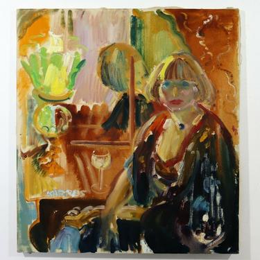 Sam Karres Modern Portrait Oil Painting on Canvas Signed Unframed 