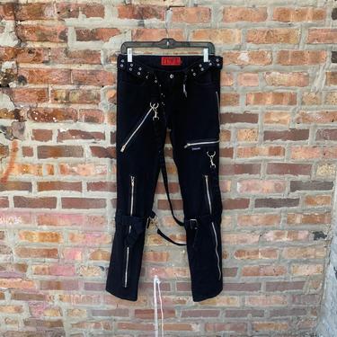 Vintage 90s TRIPP NYC Bondage Pants size 7 style punk goth raver zippers and straps Style AF267 