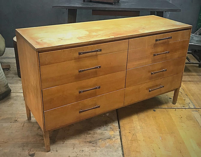 Paul Mccobb Rare Perimeter Birch Rosewood 8 Drawer Dresser Cabinet