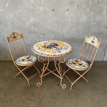 Vintage Metal Tile Top Bistro Set