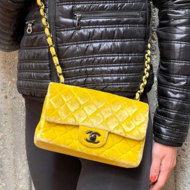 Vintage CHANEL 1994 Maxi Flap Yellow Quilted Vinyl and Resin Chain