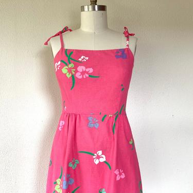 1960s Pink floral Malia cotton sun dress 