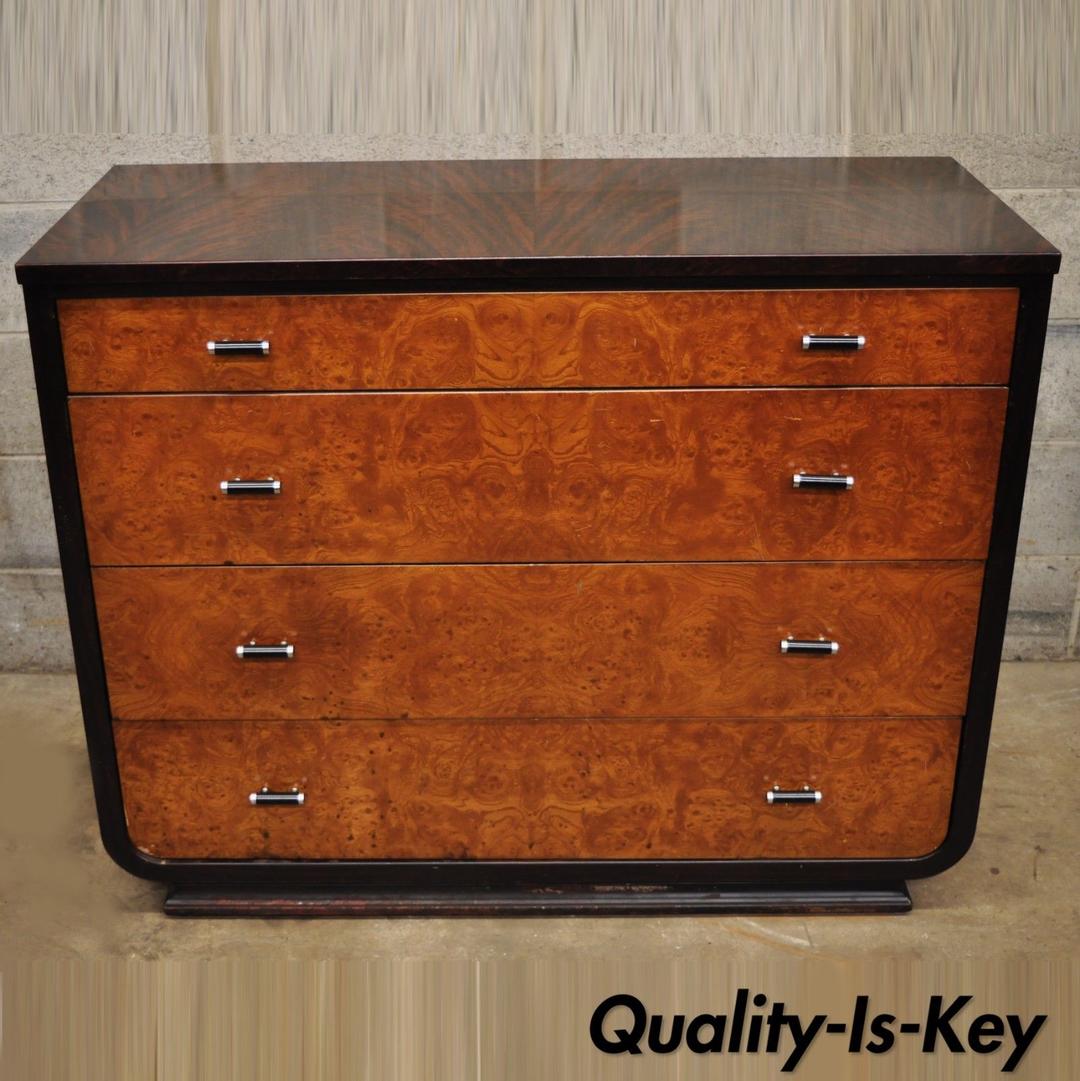 Steel Metal Art Deco Mahogany Painted Dresser by Norman Bel Quality