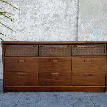 Vintage Basket Weave Drawer Front Dresser