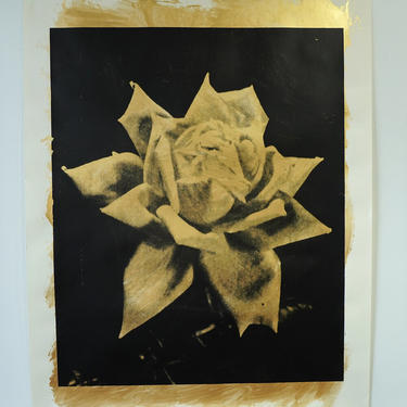 Large Gold Rose Acrylic on Drawing Paper (signed)