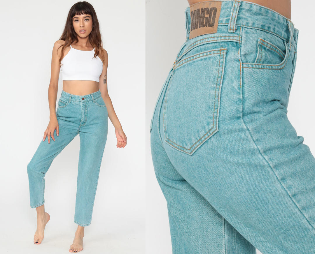 90s Bongo Jeans 26 Green Mom Jeans Skinny Jeans High Waisted | Shop ...