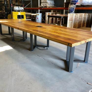 Wood Conference Table in thick 2.5&amp;quot; reclaimed wood and steel legs in your choice of color, size and finish 