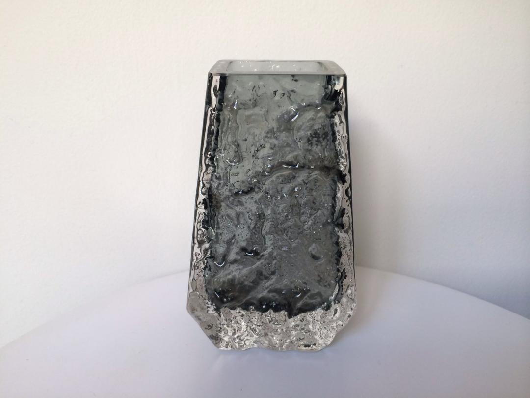 Whitefriars Pewter Color Glass Coffin Design Vase By Geoffrey Baxter