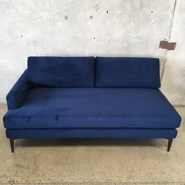 Andes Blue Velvet Chaise