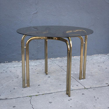 1970’s Brass &amp; Smoked Glass Dining Table