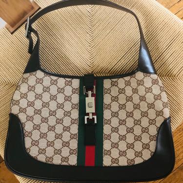 Vintage GUCCI Supreme Webbing GG Monogram Red Green Stripe Brown