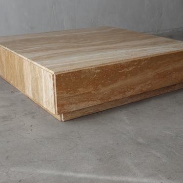 Low Profile Square Post Modern  Italian Marble Coffee Table 
