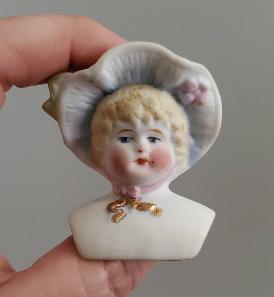 vintage hertwig Bonnet doll *＊ Antique German All Bisque 5