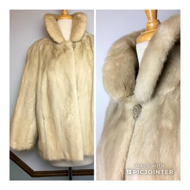 60s Pale Beige Mink Sort Coat / 1960s Mink Fur Jacket 