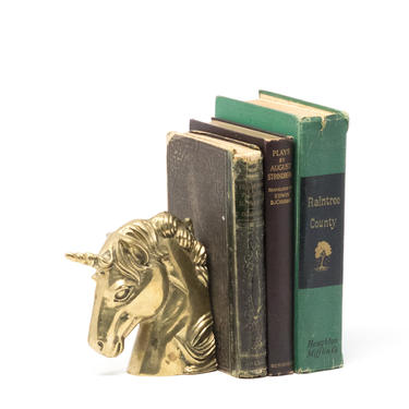 Vintage Brass Unicorn Bookend 