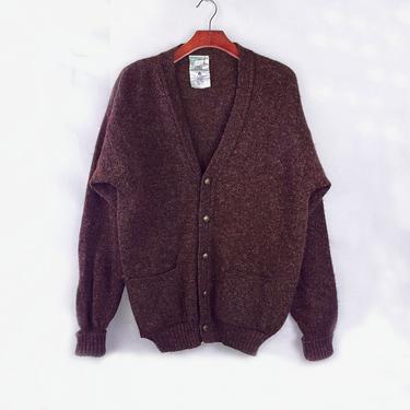 Maroon Wool Button Up Cardigan