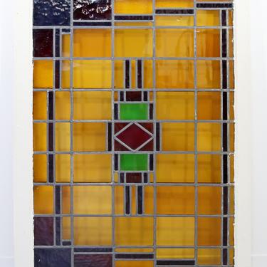 Mid Century Modern Frank Lloyd Wright Design Stained Glass Wall Art Sculpture 