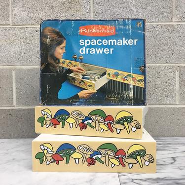 Vintage Spacemaker Drawer Retro 1970s Rubbermaid + Mushroom Print + Set of 2 Drawers + Storage + Organization + Home and Kitchen Decor 