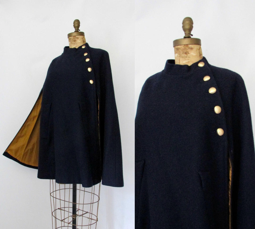 CAPE ABILITIES Vintage 60s Jerold Cape | 1960s Navy Blue Wool | Love ...