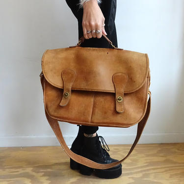 Vintage Coach Leather Messenger Bag Brown Large