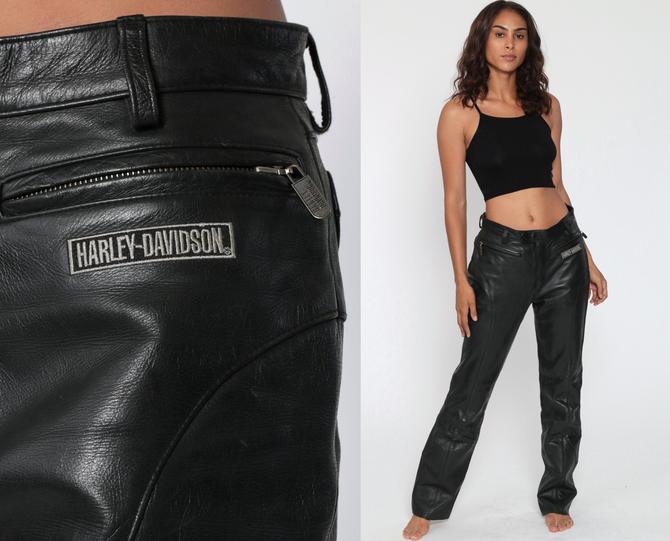 HARLEY DAVIDSON Leather Pants 90s Black HD Biker Pants Motorcycle, Shop  Exile