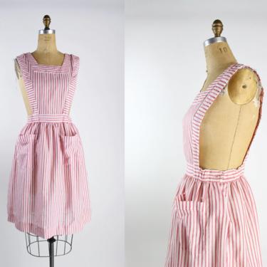 50s Candy Striper Pinafore / Hospital volunteers Uniform / Vintage / Size S/M 