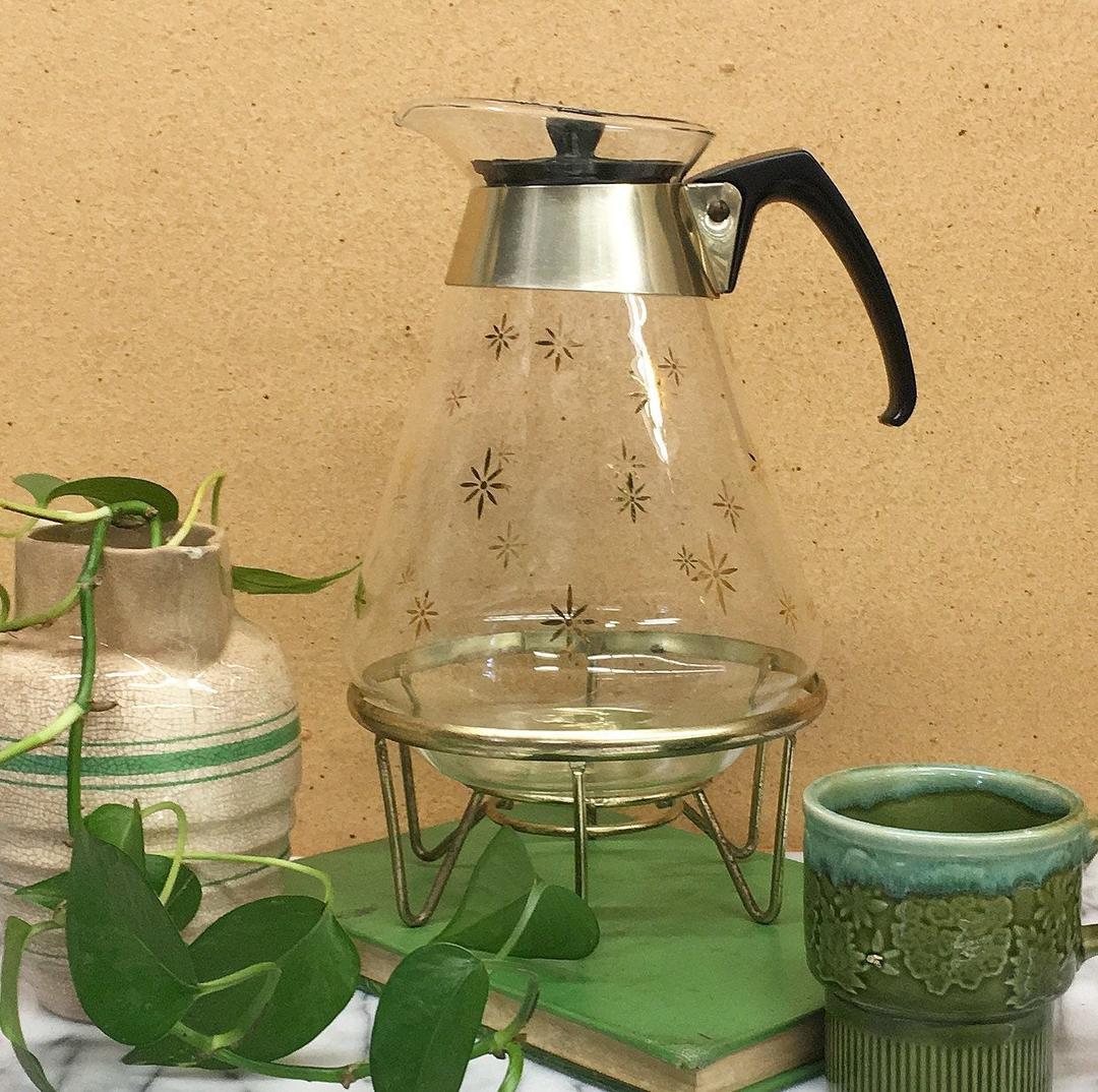 Retro 1960s Pyrex Coffee Pot Glass Coffee Carafe With