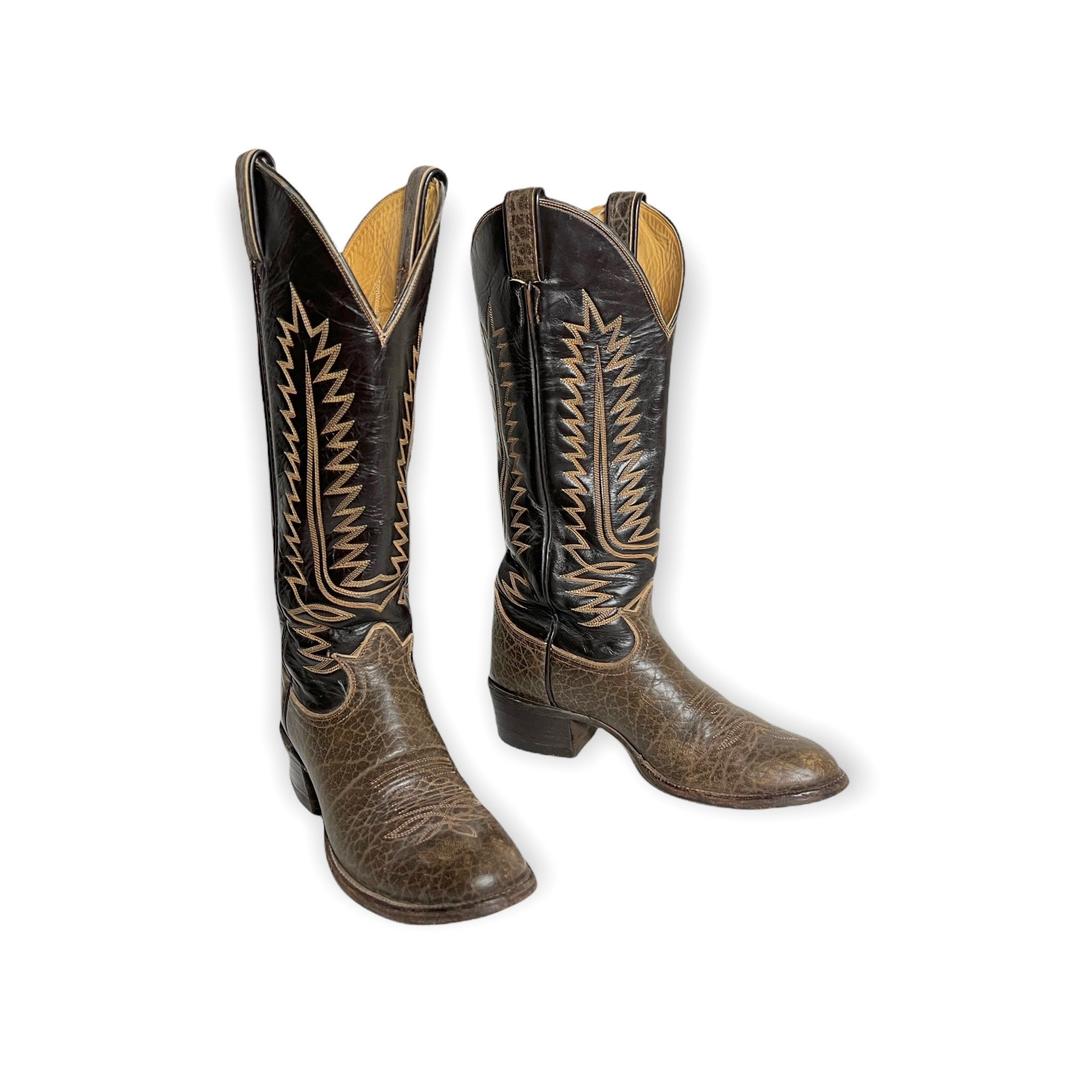 Vintage TONY LAMA Black Lizard Skin Cowboy Boots ~ Men's 8
