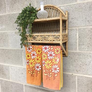 Vintage Shelving Unit Retro 1980s Bamboo + Two Tier + Straw Shelving + Light Beige + Bohemian Style + Open Storage + Home Decor Furniture 