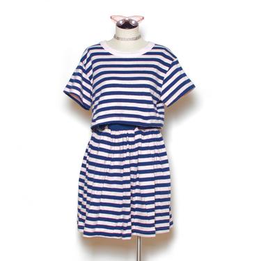 Deadstock 90's Striped Skirt &amp; T-Shirt Set Sz S/M 
