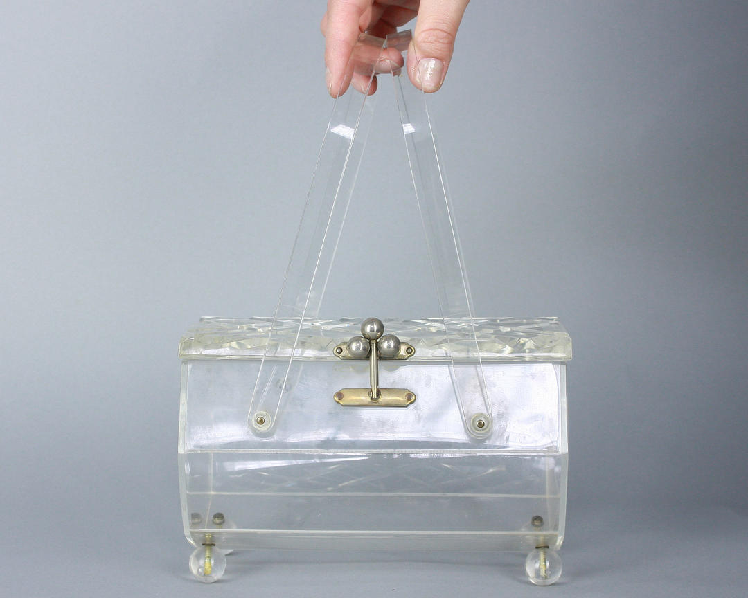 Vtg 1950s Clear Carved Lucite Box Bag – Mint Market