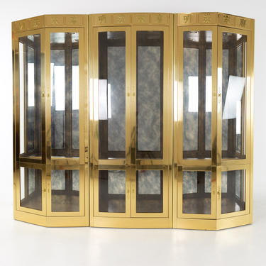 Mastercraft Mid Century Brass Display Cabinet - Set of 3 - mcm 
