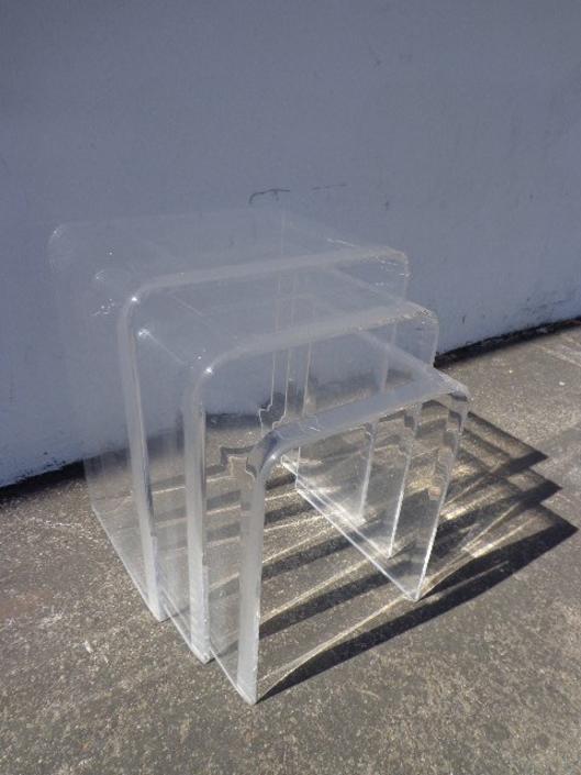 Lucite Nesting Tables Mid Century Modern Accent Side End Nightstands Waterfall Set Of 3 Bedside Table Vintage Nightstand Clear Acrylic By Dejavudecors From Deja Vu Decors Of Los Angeles Ca Attic