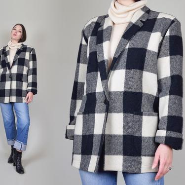 1980's Buffalo Plaid Blazer | Buffalo Plaid Jacket | Oversized Blazer Jacket 