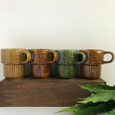 Ceramic Stackable Japanese Coffee Mugs (Set of 4)