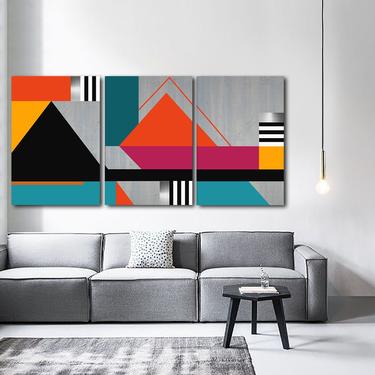 Large Wall Art, Wood Wall Art, Modern Wall Art, Geometric Sculpture, Abstract, Multi Panel Art, Mid Century Modern, Metal Art Painting 