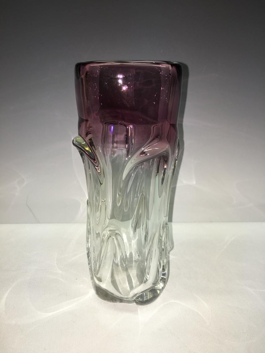 Vintage Murano Art Blown Glass Ombre Purple Clear Vase Mid House Of Vintage Portland Or 1309