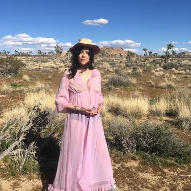 Vintage 50s 60s Sheer Lilac Lavender Pastel Purple Pleated Ruffle Lace Nylon Robe Bed Jacket Duster Prairie Folk Romantic Ruffled Nightgown by InAFeverDream