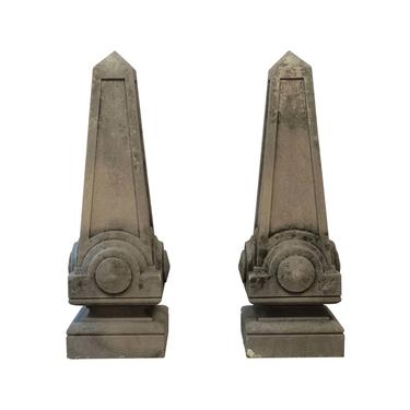 Pair of Limestone Obelisks from Billy Rose Mansion