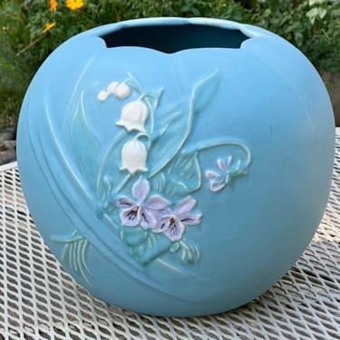 Vintage Weller Pottery Large Blue Pot Vase 