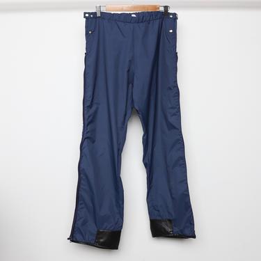 vintage men's 1970s BLUE &amp; black SKI snowboard pants -- size small 