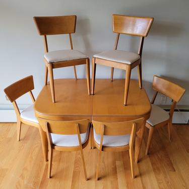 Heywood Wakefield Mid Century Modern Dining Table and Six Chairs 
