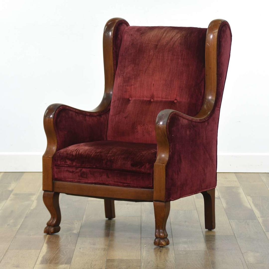 Edwardian Maroon Wingback Armchair Loveseat (San Diego) San Diego, CA