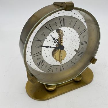 Jaeger LeCoultre 8 days Inline table Gold Table Clock w/ Star Dial, Circa 1967 