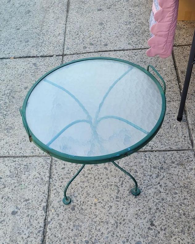 Two Piece Glass top Patio Side Table